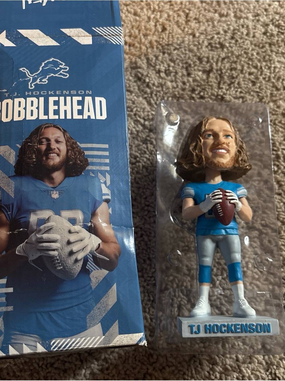 Detroit Lions Blue Football Player Bobblehead - T.J. Hockenson